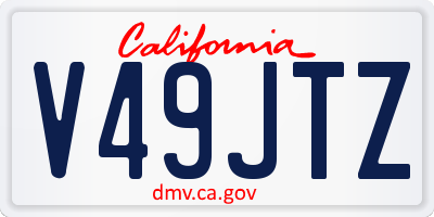 CA license plate V49JTZ