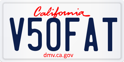 CA license plate V50FAT