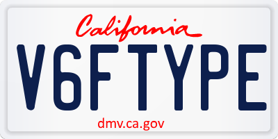 CA license plate V6FTYPE