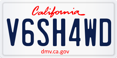 CA license plate V6SH4WD