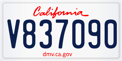 CA license plate V837090