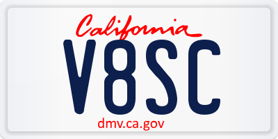 CA license plate V8SC