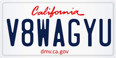 CA license plate V8WAGYU