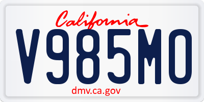 CA license plate V985MO