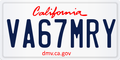 CA license plate VA67MRY