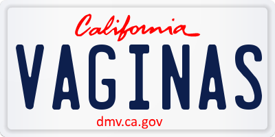 CA license plate VAGINAS