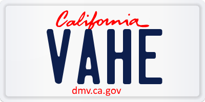 CA license plate VAHE