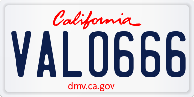 CA license plate VALO666