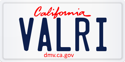 CA license plate VALRI