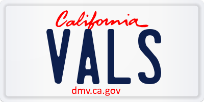 CA license plate VALS