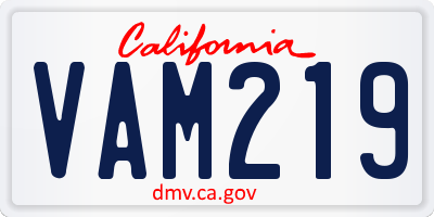 CA license plate VAM219