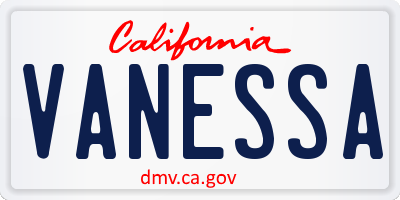 CA license plate VANESSA