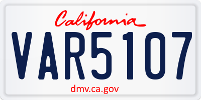 CA license plate VAR5107