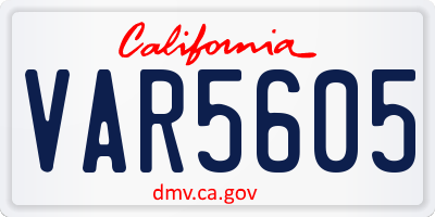 CA license plate VAR5605