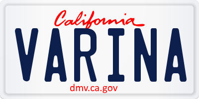 CA license plate VARINA