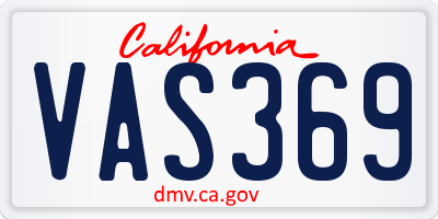 CA license plate VAS369