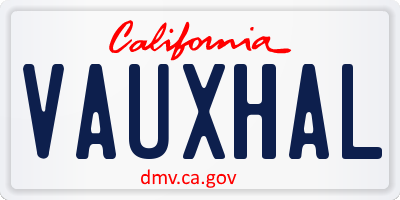 CA license plate VAUXHAL