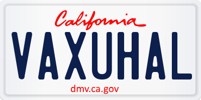 CA license plate VAXUHAL