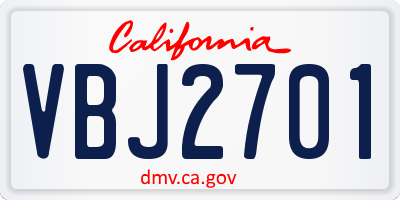 CA license plate VBJ2701