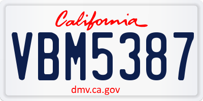 CA license plate VBM5387