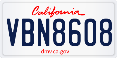 CA license plate VBN8608