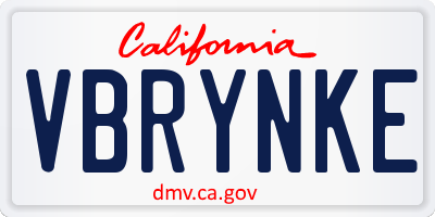 CA license plate VBRYNKE