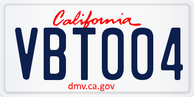 CA license plate VBT004