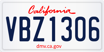 CA license plate VBZ1306