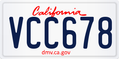 CA license plate VCC678