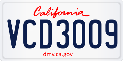 CA license plate VCD3009