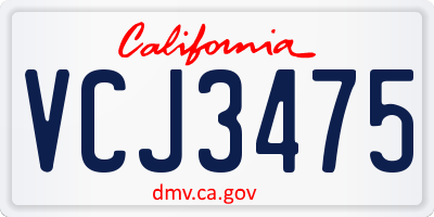 CA license plate VCJ3475