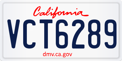 CA license plate VCT6289