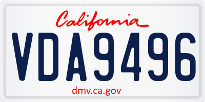 CA license plate VDA9496