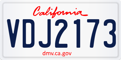 CA license plate VDJ2173