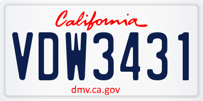 CA license plate VDW3431