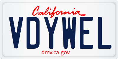 CA license plate VDYWEL