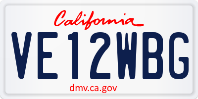 CA license plate VE12WBG