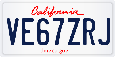 CA license plate VE67ZRJ