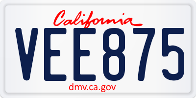 CA license plate VEE875