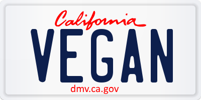 CA license plate VEGAN