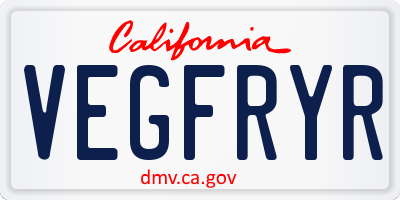 CA license plate VEGFRYR