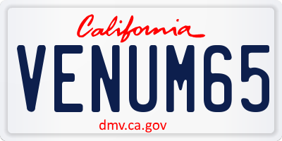 CA license plate VENUM65