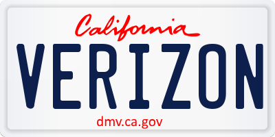 CA license plate VERIZON
