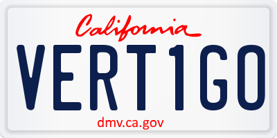 CA license plate VERT1GO