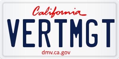 CA license plate VERTMGT