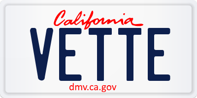 CA license plate VETTE