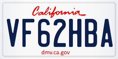 CA license plate VF62HBA