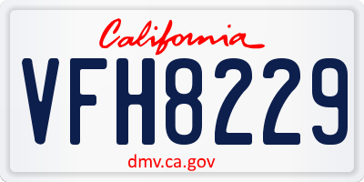 CA license plate VFH8229