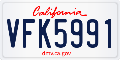 CA license plate VFK5991