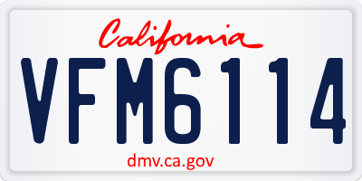 CA license plate VFM6114